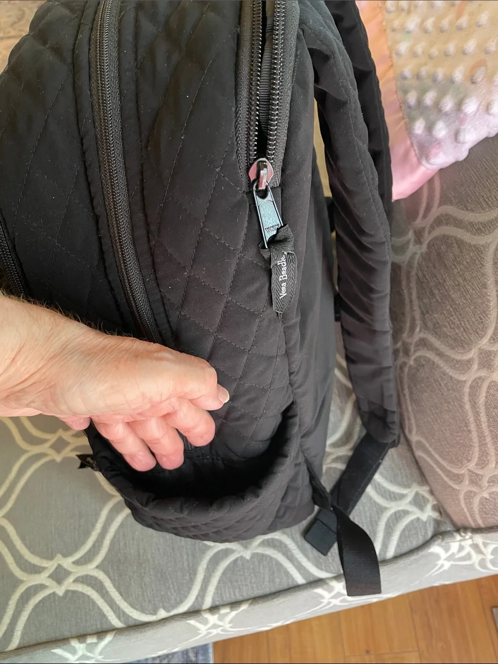 Black Quilted Unisex Backpack - Vera Bradley XL Bancroft